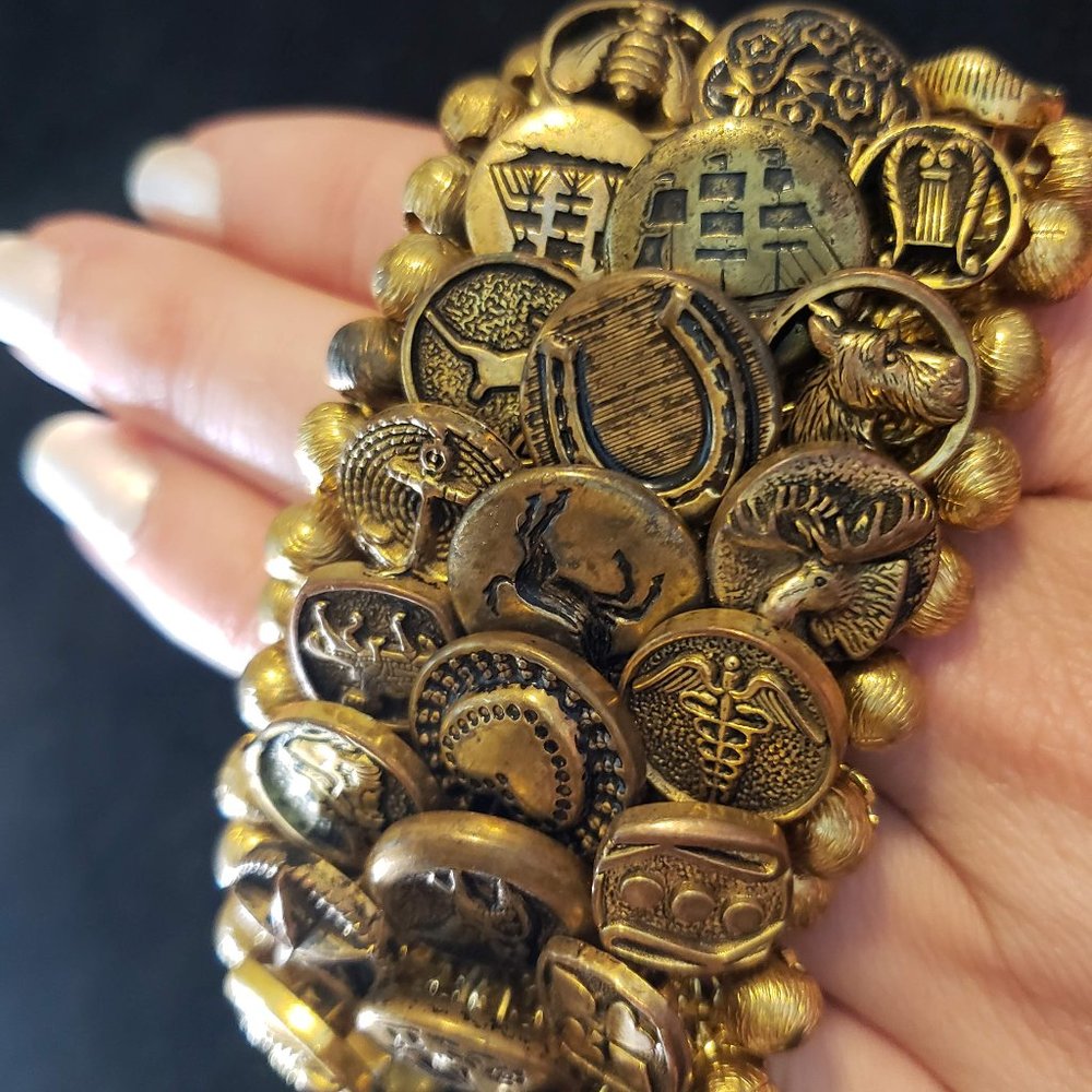 Brass Button Bracelet Victorian Antique